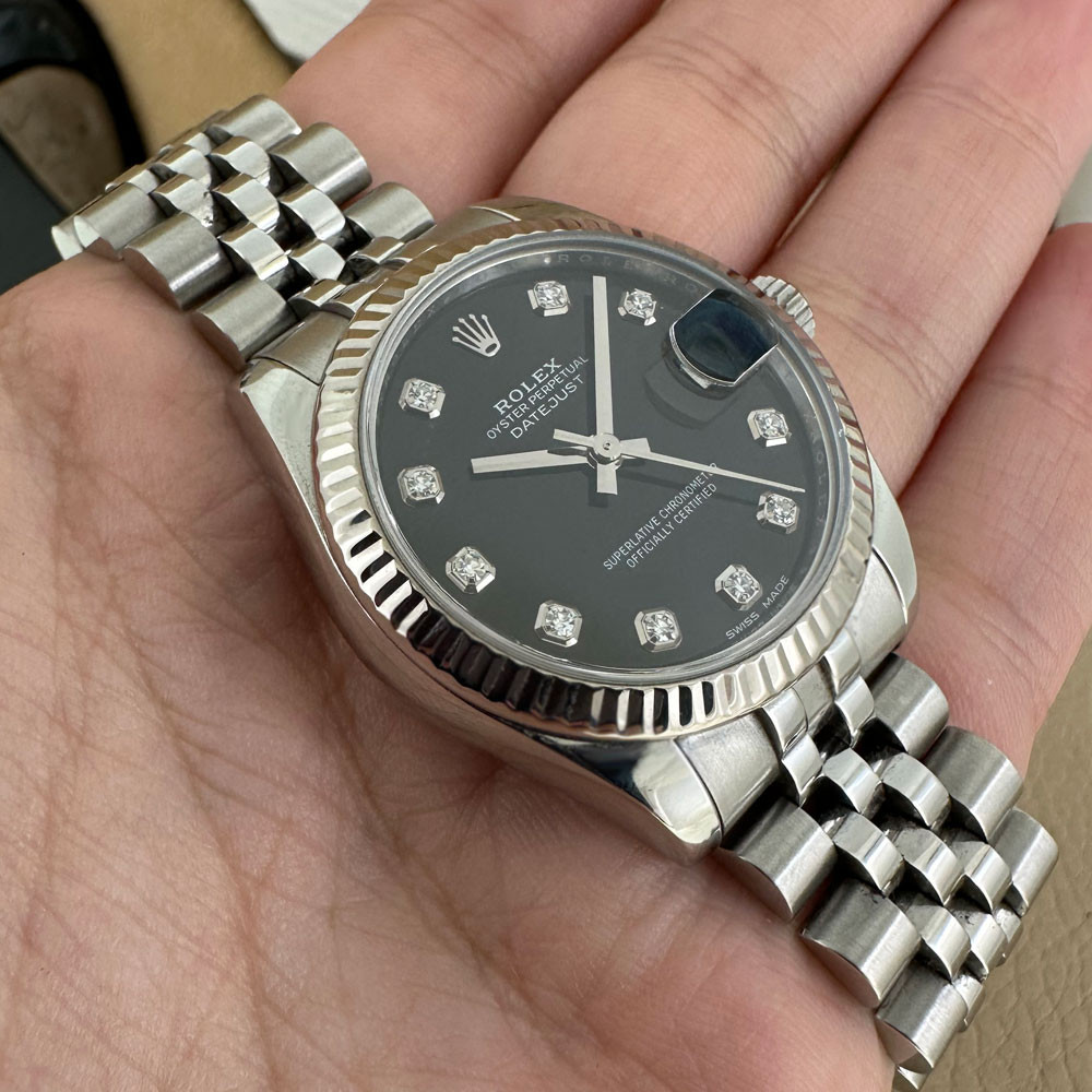 Rolex Datejust 31mm Black 10 Diamonds 178274 12