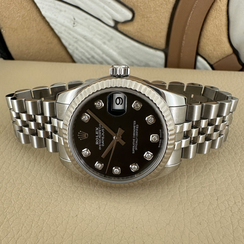 Rolex Datejust 31mm Black 10 Diamonds 178274 7