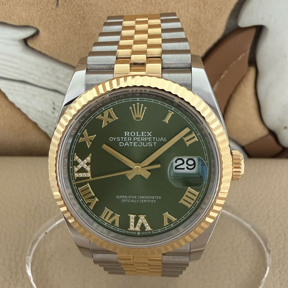 Rolex Datejust Olive Green Jubilee Diamonds 126233 0