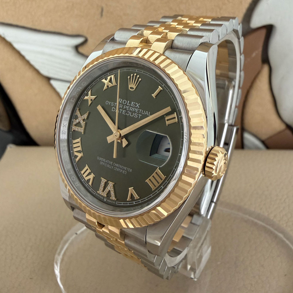 Rolex Datejust Olive Green Jubilee Diamonds 126233 2