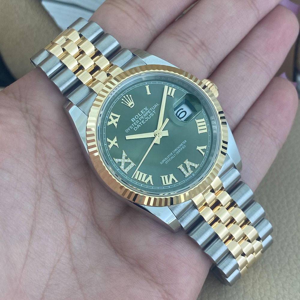 Rolex Datejust Olive Green Jubilee Diamonds 126233 11