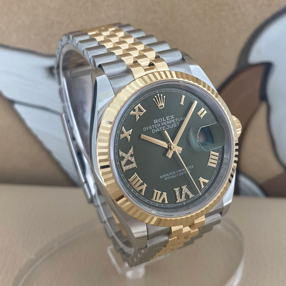 Rolex Datejust Olive Green Jubilee Diamonds 126233 3
