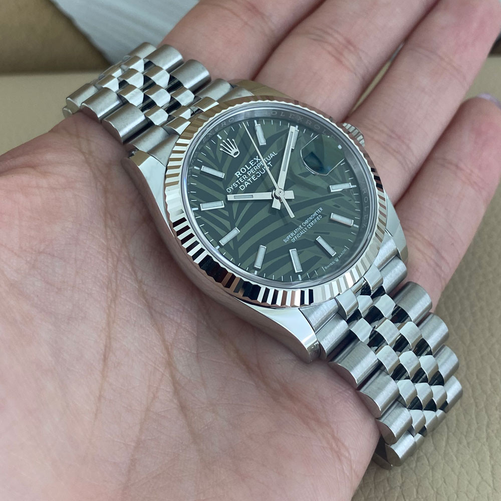 Rolex Datejust Olive Green Palm Motif  126234 11
