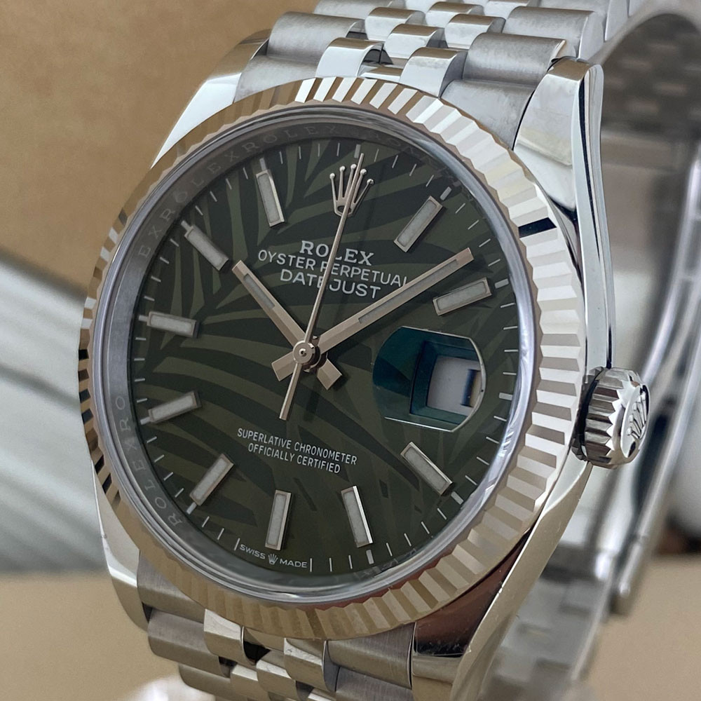 Rolex Datejust Olive Green Palm Motif  126234 5