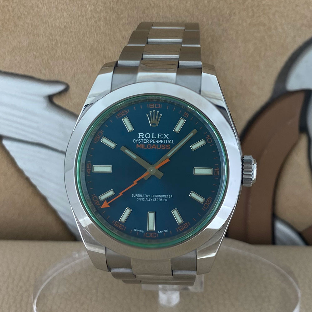 Rolex milgauss quadrante blu on sale